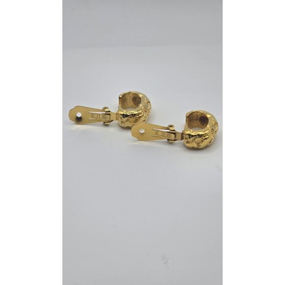 Vintage Kenneth Jay Lane Interchangeable Hoop Earrings Set – Gold Clip-On... - Picture 4 of 8